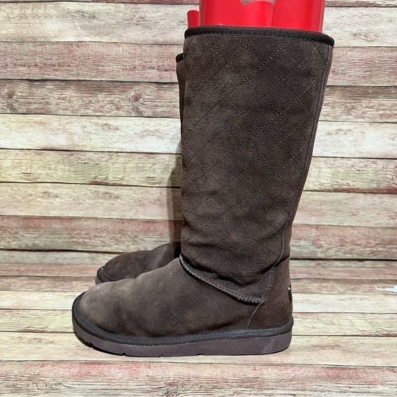 Ugg Brown Quilted Tall Boots - Picture 1 of 10